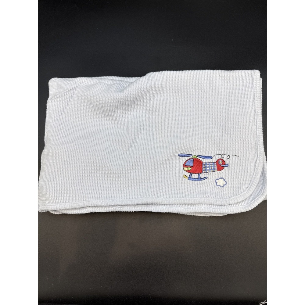 Circo‎ Blue Baby Blanket Helicopter Thermal Embroidered Boy Y2K 2000s Waffle